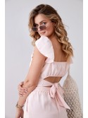 Púdrový crop top set so širokými nohavicami 8108 - Internetový obchod - Butik